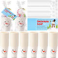 150 Sets Christmas Snowman Soup Kits for Classroom Coworker Gift 12 Oz Winter Snowman Paper Cups for Hot Cocoa Chocolate Marshmallow Soup Tags Clear Xmas Bags (Classic)