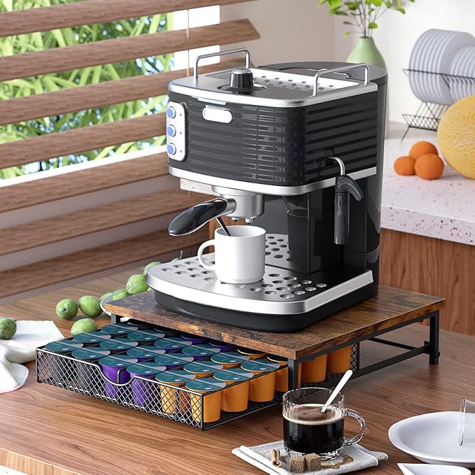 Coffee Pod Drawer Holder for K Pod Coffee Pods Holder for Counter 36 Capacity Pods Storage Organizer for Coffee Capsule Storage with Sliding Baskets for Coffee Station Black