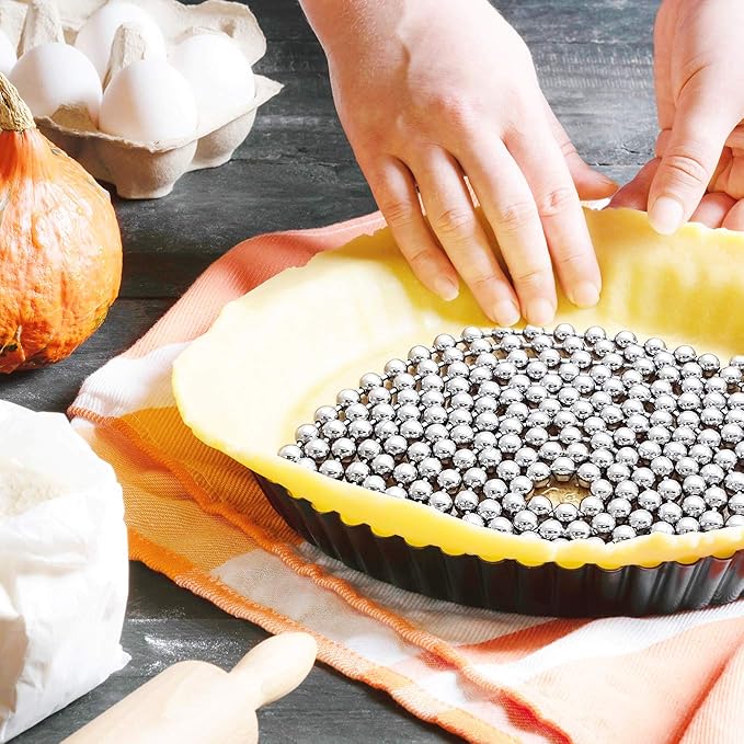 Durable Baking Supplies: Stainless Steel Chain Pie Weights, Reusable and Easy to Clean, Odorless, Safe Pie Weights for Pie Crusts, Oven Safe Baking Beads (15 feet)