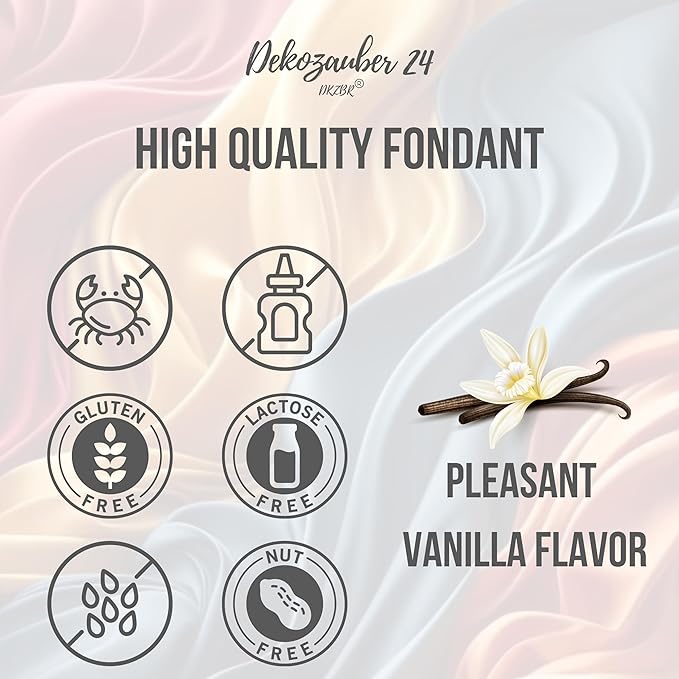 Dekozauber24 Fondant Icing Multipack, 5 Colors, 3.5oz (100g) rolling fondant per color, for decorating cakes and cupcakes in Orange, Dark Green, Dark Blue, Yellow and Red (Essentials)