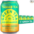 Tama Tea Sugar-Free Sparkling Green Tea, Mango – Organic & Naturally Energizing – Zero Calories, Zero Carbs, Non-GMO – Antioxidant-Rich with 45mg Natural Caffeine – 12 oz Cans (12-Pack)