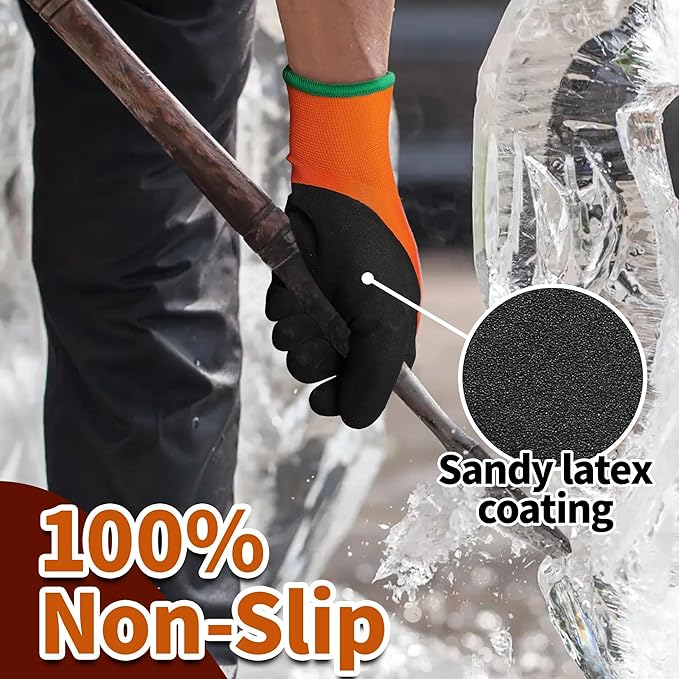 Schwer FreezeGuard Waterproof Work Gloves PM3302, ANSI A2 Cut Resistant Freezer Gloves for Outdoor Cold Weather Keep Hands Warm Below Zero, Waterproof Gloves for Shoveling Snow, Ice Fishing, XL