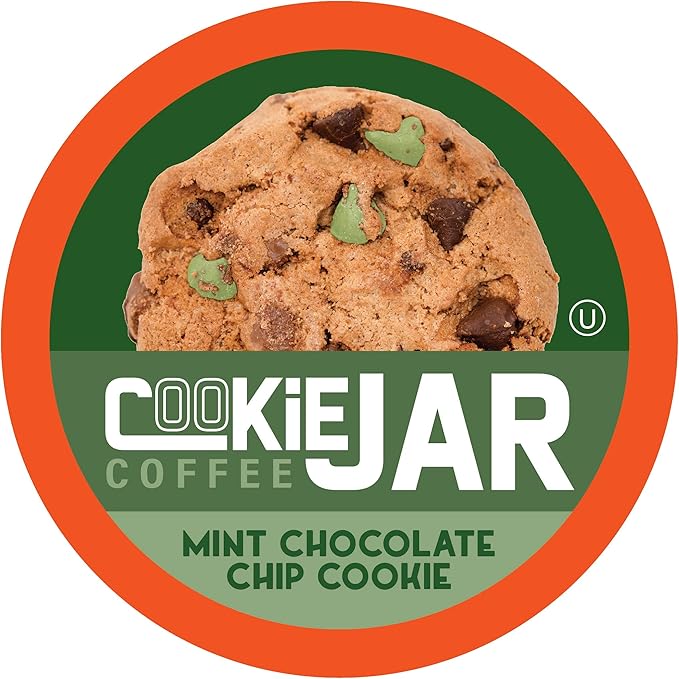 Cookie Jar Mint Chocolate Chip Flavored Coffee Pods for Keurig K Cup Brewers, 40 Count – Refreshing Mint and Chocolate Blend for a Unique Coffee Experience