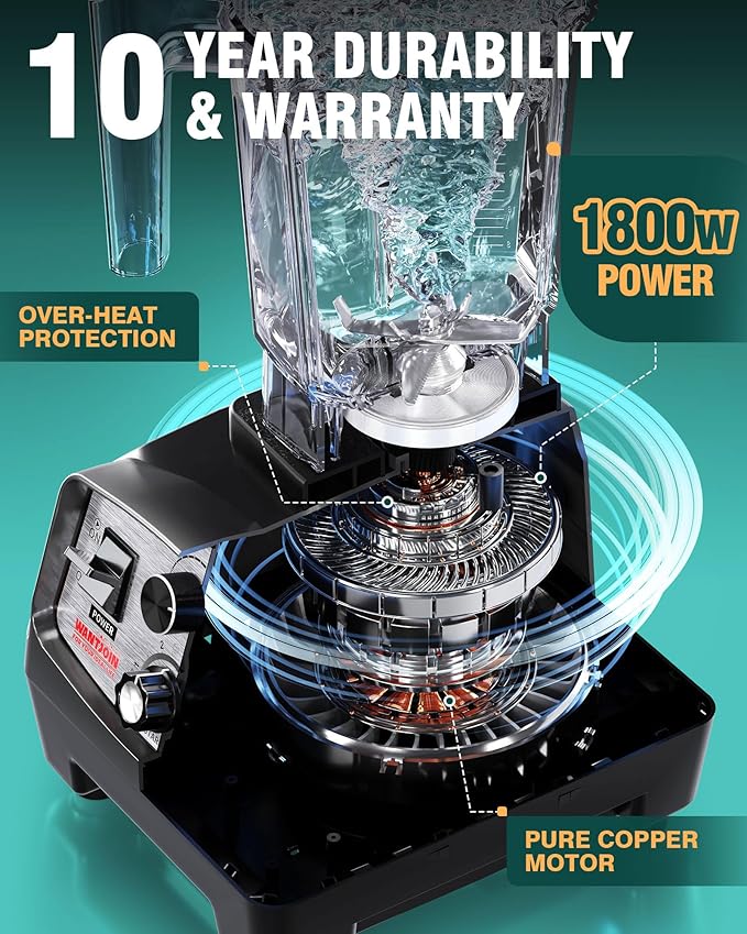 WantJoin Blender for Smoothies - 68oz Countertop Blender for Kitchen Professional Smoothie maker w/Powerful 1800W Copper Motor, 30000 RPM, 16 Speeds, Multi-Functional Smoothie for Home
