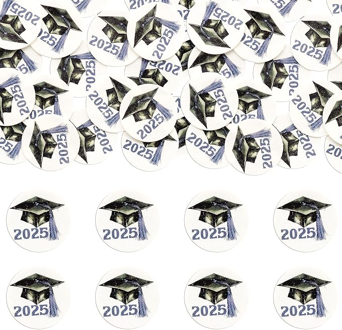 Gyufise 48Pcs Edible 2025 Graduation Cap Cupcake Toppers Wafer Paper Class of 2025 Grad Cap Cupcake Picks for 2025 Graduation Theme Party Cake Decorations Supplies Purple