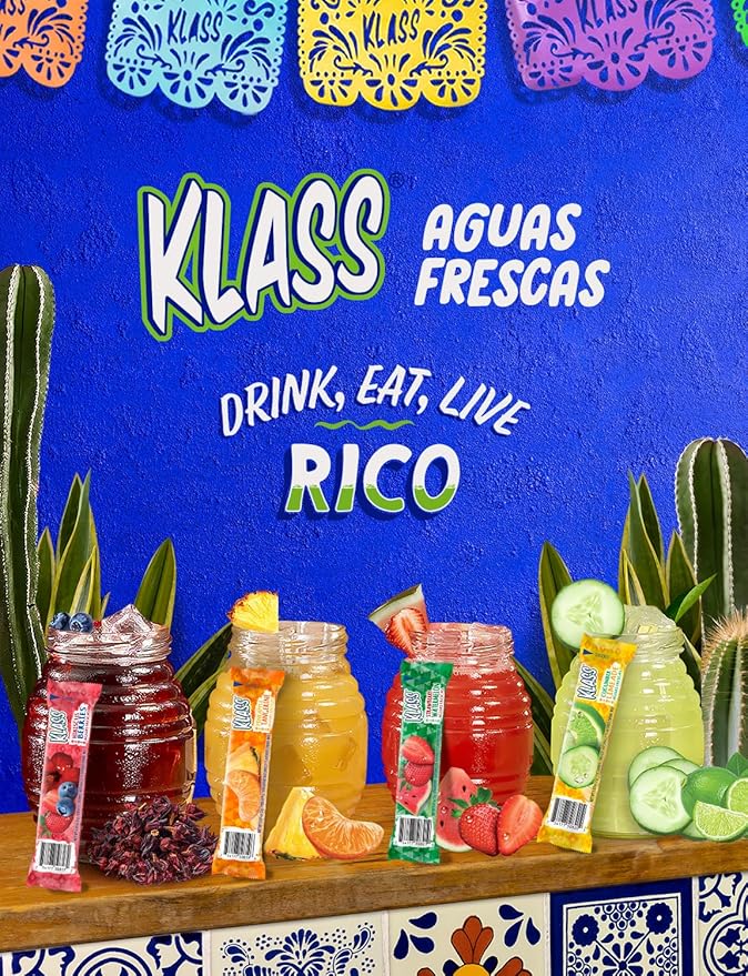 Klass Aguas Frescas | Drink Mix Pineapple Tangerine | Sugar Free! (40 Count Powder Stick Packs)