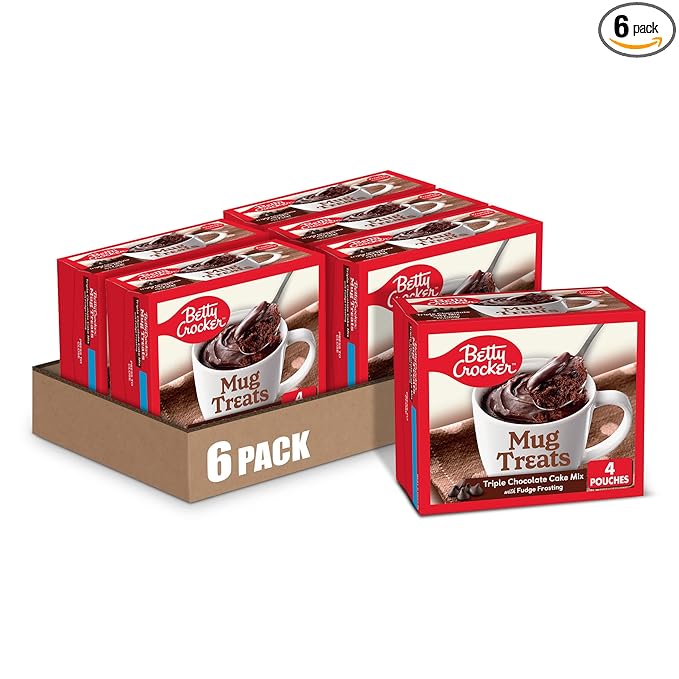 Betty Crocker Mug Treats Triple Chocolate Cake Mix with Fudge Frosting, 4 Servings, 12.5 oz. (Pack of 6)
