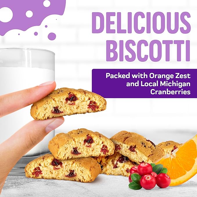 Cooper Street Italian Biscotti Cookies, Orange Cranberry Flavor, 1.25oz, 24 Pack, Peanut & Dairy Free, Satisfying Sweet Tooth Without Guilt