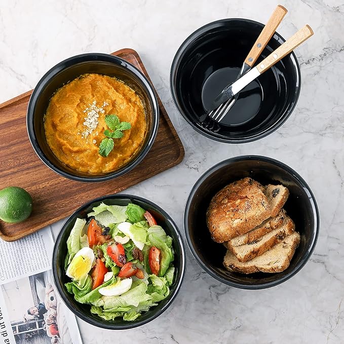 Hasense Ceramic Soup Bowls Set of 4, 40 Ounce Large Cereal Bowls for Kitchen, 7 Inch Serving Bowls for Salad Pasta Ramen Pho Popcorn, Dishwasher Microwave Safe, Navy Blue