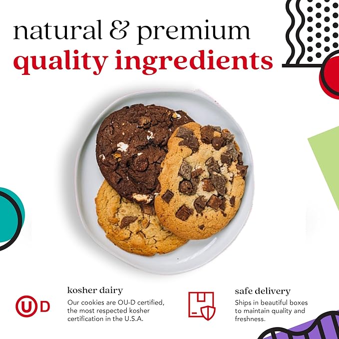 David's Cookies Assorted Fresh Baked Decadent Cookie Gift Tin – 2lb Basket with 8 Jumbo Cookies – Soft and Chewy Bakery-Style Dessert for Birthdays, Holidays, Thank You and Special Occasions