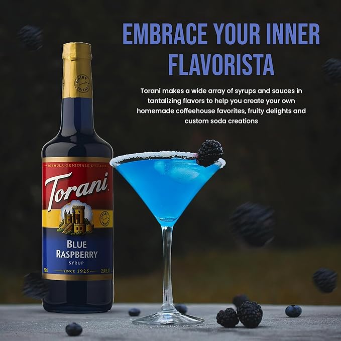 Jimoco® Syrup Pump Dispenser + Torani® Blue Raspberry Syrup, 25.4 oz - Coffee Syrup Pump & Flavoring Bundle
