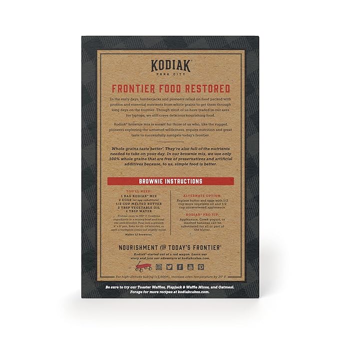 Kodiak Brownie Baking Mix, Chocolate Fudge, High Protein,100% Whole Grains, (Pack of 1)