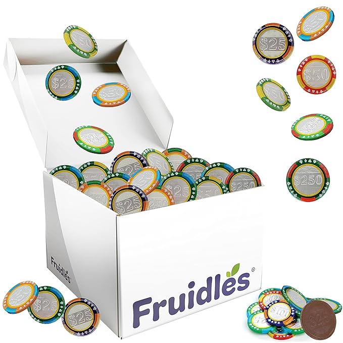 Fruidles Casino Poker Chips, Belgian Milk Chocolate Coins, Kosher Certified Dairy, Non GMO (1820-Pack)