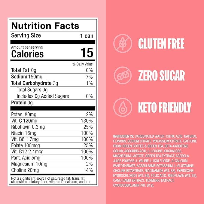 ZOA Zero Sugar Energy Drinks, White Peach - Sugar Free with Electrolytes, Healthy Vitamin C, Amino Acids, Essential B-Vitamins, and Caffeine from Green Tea - 16 Fl Oz (12-Pack)
