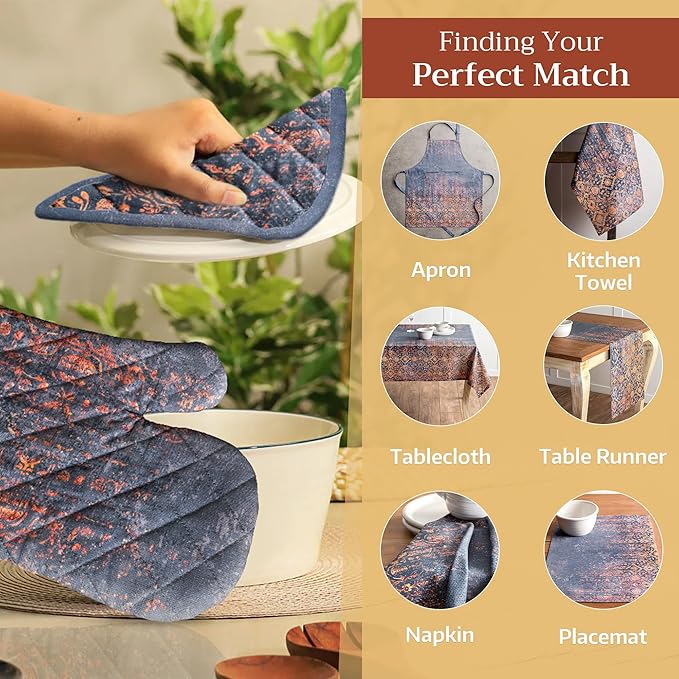 Maison d' Hermine Pot Holders 100% Cotton Heat Resistant Potholders 8" x 8" Hot Pads with Loop BBQ, Cooking, Baking, Grilling, Kitchen, Handling Hot Pans (Pack of 1, Imperfection)