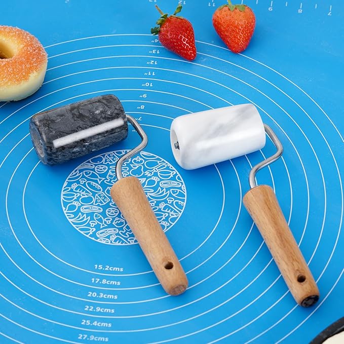 Tianman Rolling Pin Pizza Roller, Marble Roller Non-Stick T-Type, For Cake Baking Tortilla Fudge Pizza Cookies and Other Kitchen Baking Cooking (Type 3 Black).