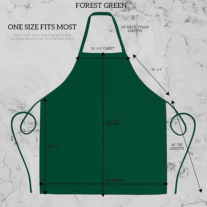 GREEN LIFESTYLE 12 Pack Professional Chef Apron – Grilling Aprons for Men, Waterproof Cooking Aprons for BBQ, Work or Restaurant Use, Kitchen Aprons for Women – Green, No Pockets