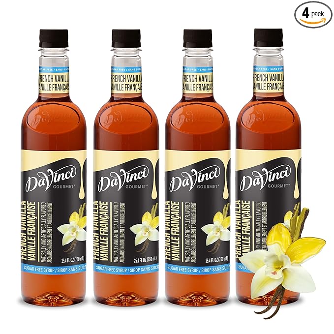 DaVinci Gourmet Sugar-Free French Vanilla Syrup, 25.4 Fl Oz (Pack of 4)