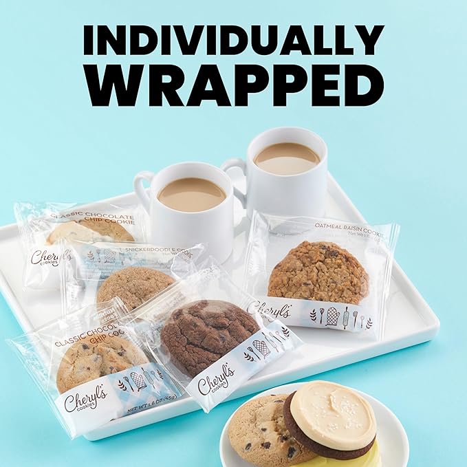 Cheryl's Cookies® Cookie Gift Box w/ 12 Assorted Cookies, Chocolate Chip, Oatmeal Raisin, Chocolate, Sugar & Buttercream Frosted Individually Wrapped, Gourmet, Handmade, Any Occasion, Family, Friends