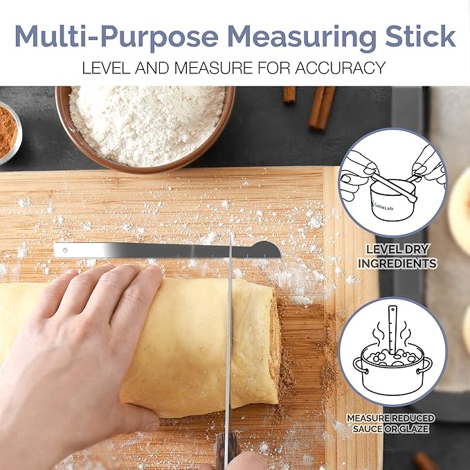 22-Piece Stainless Steel Measuring Cups and Spoons Set, Tad Dash Pinch Smidgen Drop Mini Measuring Spoons, Measuring Stick Leveler, Measurement Conversion Chart Fridge Magnet, (Farmhouse)