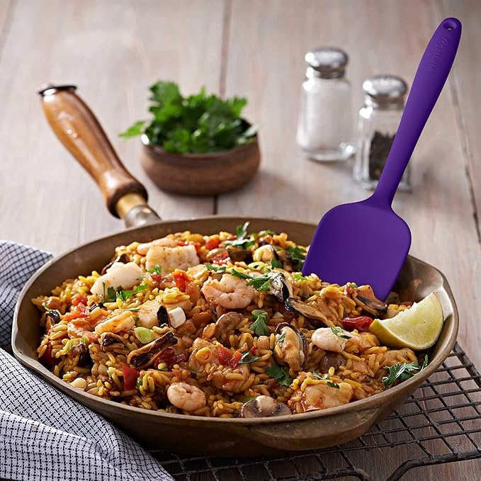 Silicone Spatula 3-piece Set, Ergonomic Handle High Heat-Resistant Spatulas, Non-stick Rubber Spatulas with Stainless Steel Core, Purple
