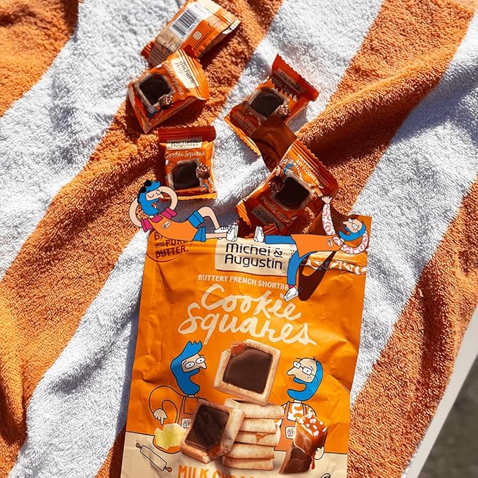 Michel et Augustin Cookies, Individually Wrapped Snacks, 3 Pack, Gourmet Milk Chocolate & Caramel Shortbread, 15 French Butter Cookies per bag