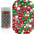 Dynastang Mixed Size Red & Green & White Pearls Sprinkles Edible Pearls Cake Decorating Pearls Cake Decorations Cupcake Toppers Cookie Decorating Perfect for Cakes, Cupcakes, Desserts Toppings 3OZ