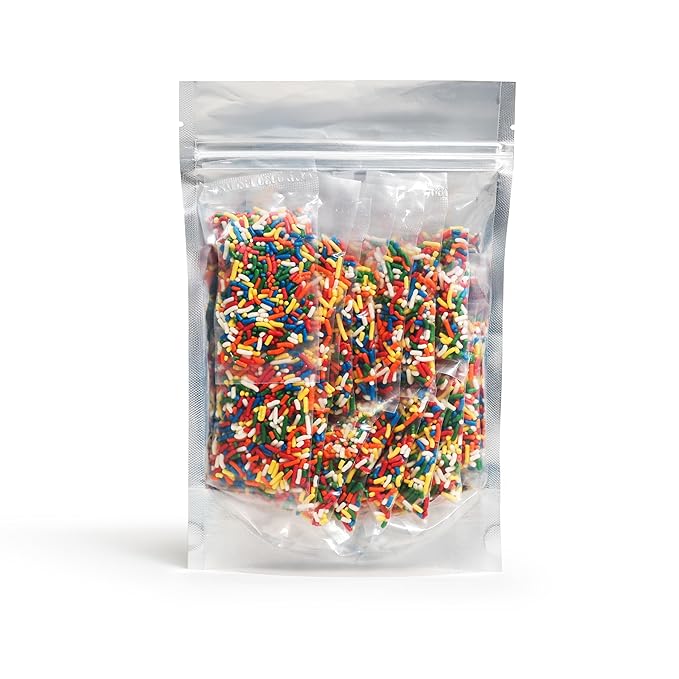 Rainbow Sprinkles in Individual Portion Packets - Ready-to-Use Colorful Sprinkles for Cake Decorating,Baking,Ice Cream Toppings for Parties - Single-Serve .55 oz Pouches (20 Count)