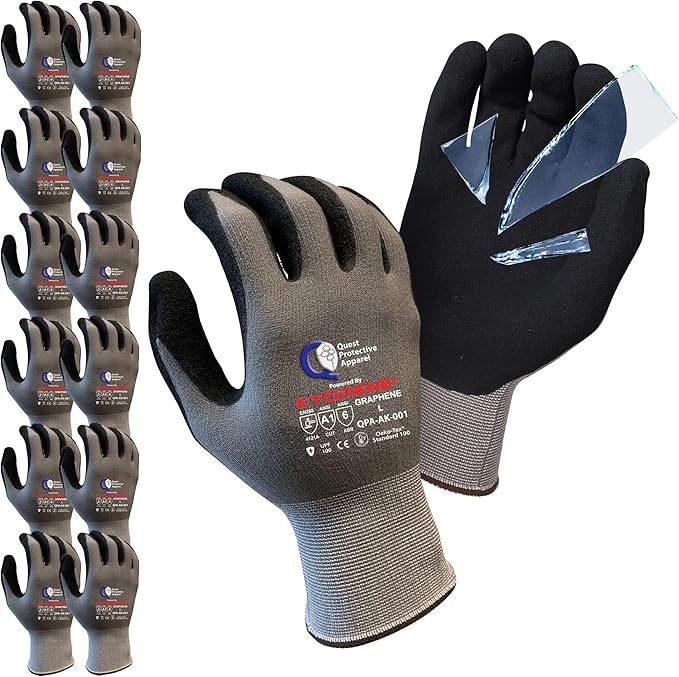 Quest Protective Apparel Cut Resistant Gloves - Puncture Resistant Cutting Gloves Work - Constructed with Graphene Technology