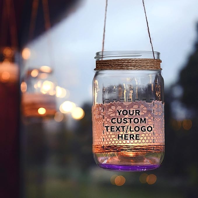 DISCOUNT PROMOS Custom Decorating Mason Jars 12 oz. Set of 50, Personalized Bulk Pack - Glass Jars for Overnight Oats, Candies, Fruits, Pickles, Spices, Beverages - Purple