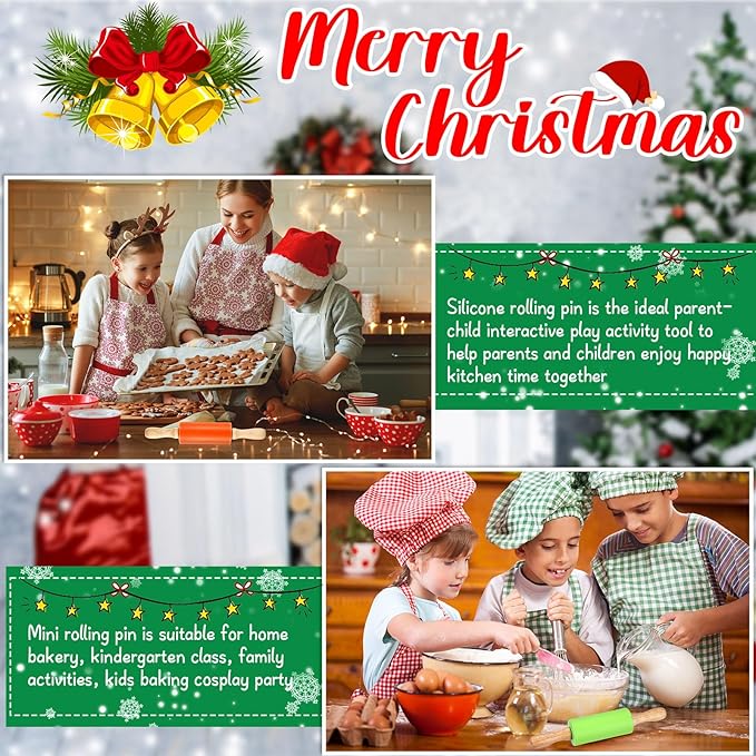 20 Pcs Small Rolling Pin Kids 9 Inch Mini Rolling Pin Silicone Wooden Cooking Pins Baking 5 Colors Non Stick Kids with Wooden Handle for Kitchen Dough Cookie Pastry Fondant Cake