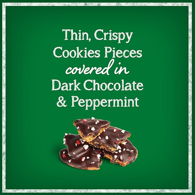 Tate's Bake Shop Cookie Bark, Chocolate Chip Cookies with Dark Chocolate and Peppermint, Limited Edition, 4-4.6 oz Bags