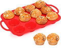 1 Pc Silicone Muffin Pan for Baking with Metal Frame, Nonstick 12 Cup Regular Size Cupcake Pan, Silicone Muffin Tray for Egg Bites (Red)