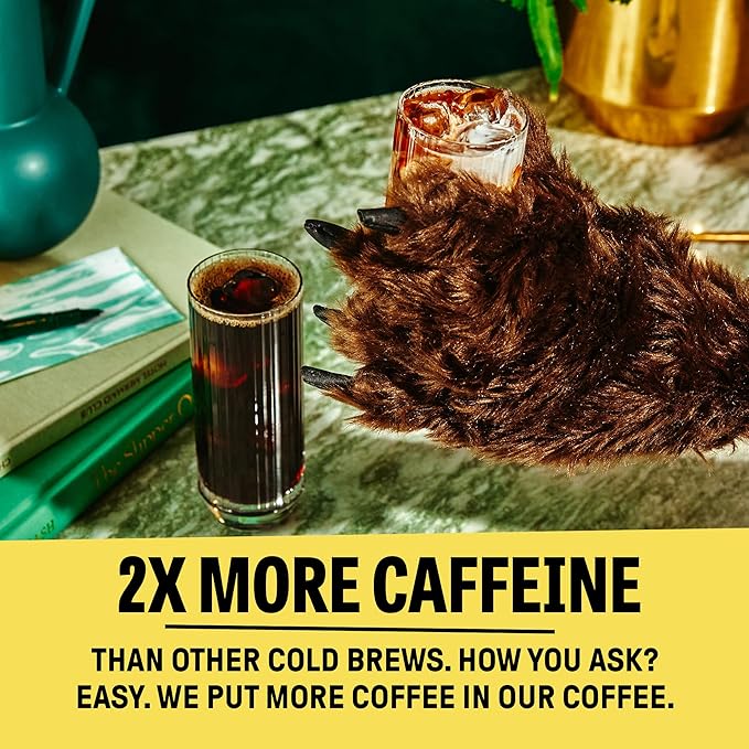 Wandering Bear Organic Caramel Cold Brew Coffee, 32 fl oz, 6 pack - Extra Strong, Bold, Smooth, Unsweetened, Shelf-Stable, Ready to Drink, Gluten Free, & Vegan, Iced Cold Brewed Coffee Drinks