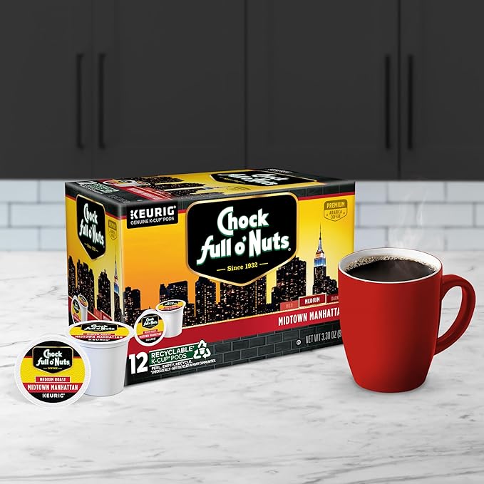 Chock full o’Nuts Variety Pack Keurig K-Cup Pods for Keurig Brewers – Premium Arabica, Mild, Medium and Dark Roast – Single Serve – 4 Packs of 12 K-Cup Pods