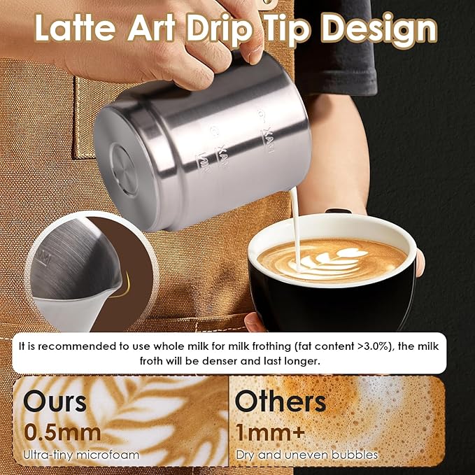 Milk Frother and Steamer, 16.9 OZ Milk Frother for Coffee, 4 in 1 Frother Separable Easy to Use and Clean, Durable Safe Silent Working for Coffee, Latte, Cappuccino Hot Chocolate, Black