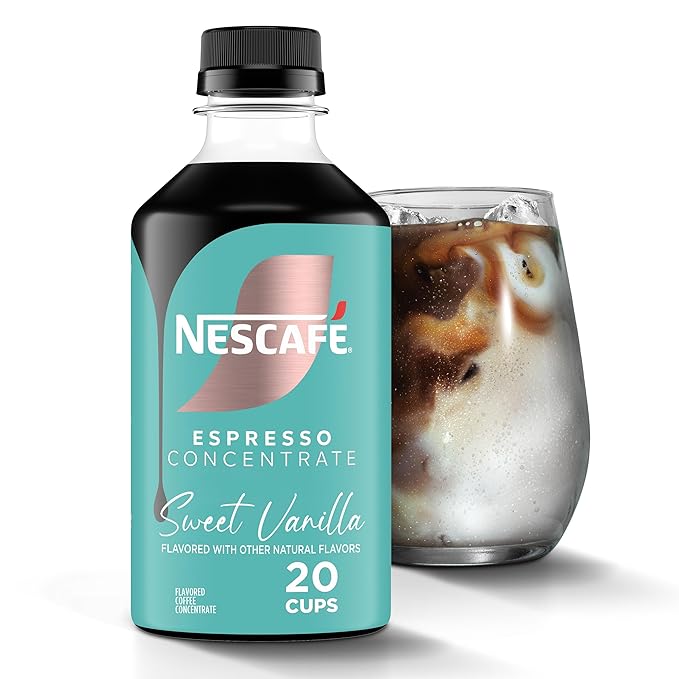 NESCAFÉ Espresso Concentrate Sweet Vanilla Flavored, Instant Espresso Coffee Concentrate, Cold Brew Style, Iced Coffee Style Drinks