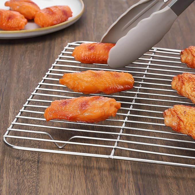 Homikit Wire Rack for Cooking, Stainless Steel Large Baking Cooling Rack for Oven Cooking Roasting Grilling Bacon Cookies, Fit Jelly Roll Sheet Pan, Dishwasher Safe,15.2”*11.2”