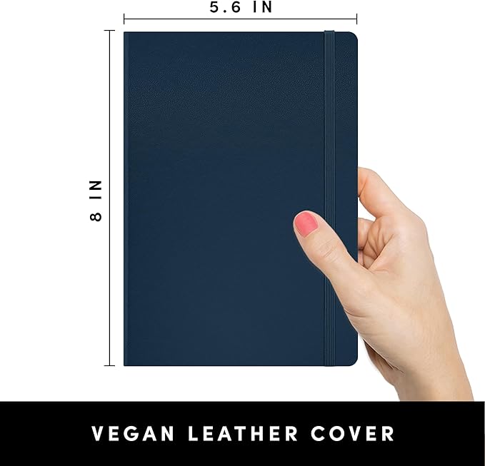 PAPERAGE Graph Paper Journal Notebook, (Navy), 160 Pages, Medium 5.6 in x 8 in - 100 GSM Thick Paper – Hardcover Grid Notebook for Work or School