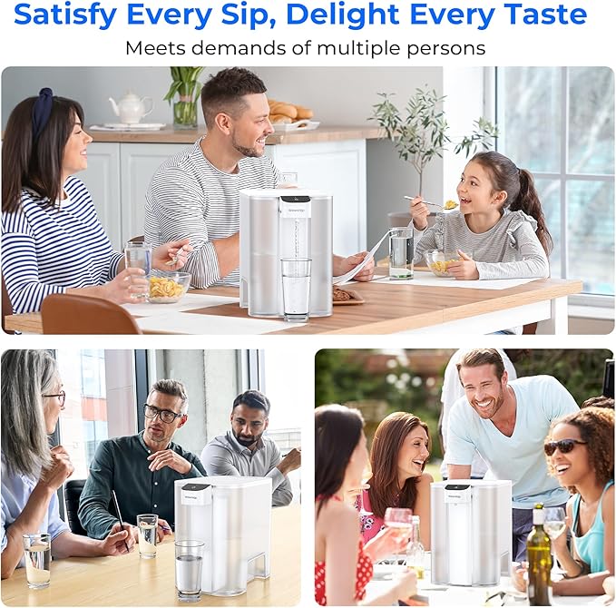 Waterdrop Large 27-Cup Mega Electric Water Filter Dispenser, 200-Gallon Rechargeable Instant System, NSF/ANSI 42&53&401&372, Reduce PFAS, Lead, Chlorine, with 1 Filter, White, Does not Lower TDS