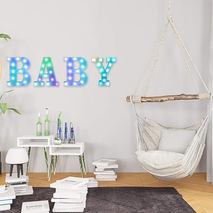 Foaky Colorful LED Letter Lights with Remote,Marquee Light Up Letters Sign for Night Light Wedding/Birthday Party Battery Powered Christmas Lamp Home Bar Decoration(O)