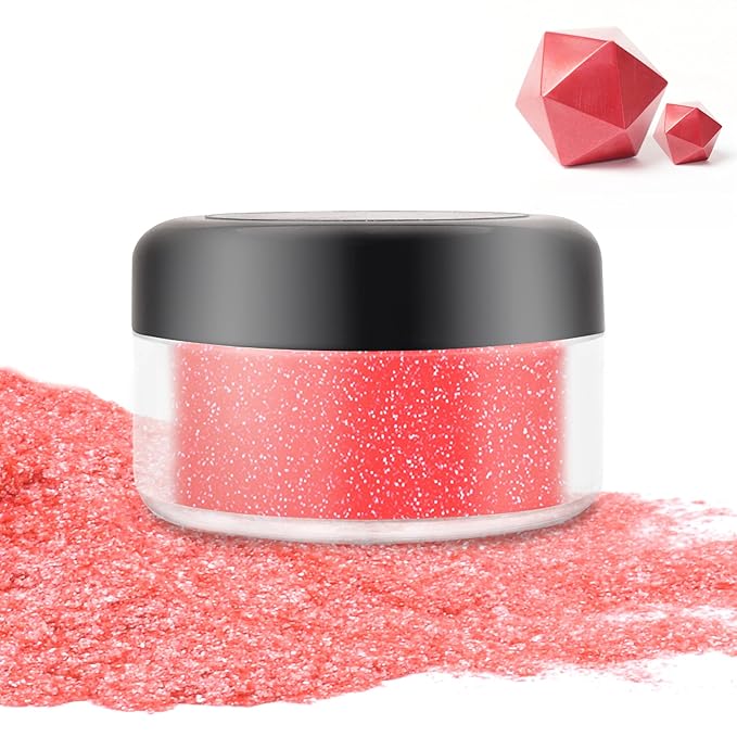 Edible Glitter - 10g Luster Dust Edible Food Grade Coloring Glitter for Cake Decorating, Baking, Drinks - Shimmer Dust Powder, Metallic Color Dusting Powder for Icing, Fondant, Candy, Cookie (Red)