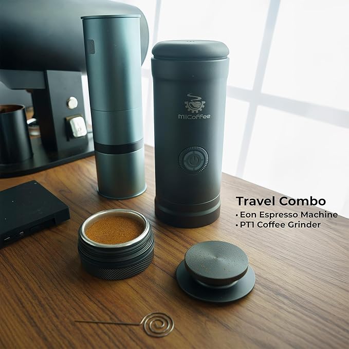 Eon Portable Espresso Machine, Travel Coffee Maker with Self-Heating and USB-C Charging (Grey)