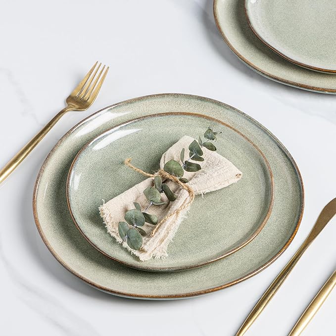 AmorArc Ceramic Plates Set of 6,8.5 Inch Handmade Reactive Glaze Stoneware Plates set for Dessert,Salad,Appetizer,Small Dinner Plates,Microwave & Dishwasher Safe,Scratch Resistant