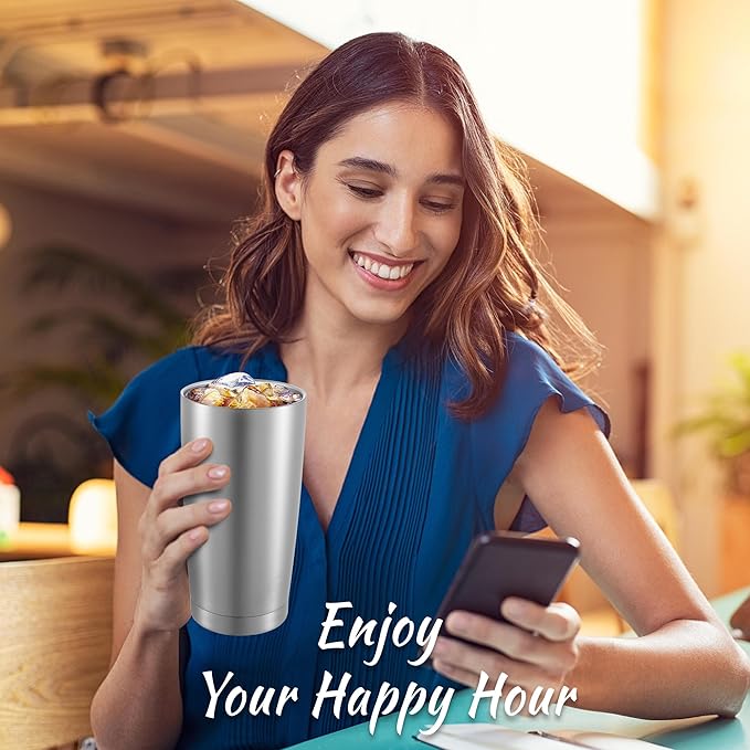20 oz Tumblers Bulk Stainless Steel Tumbler with Lid Double Wall Vacuum Insulated Coffee Mug 20oz Powder Coated Cup for Hot and Cold Drinks, Stainless, 12 pack