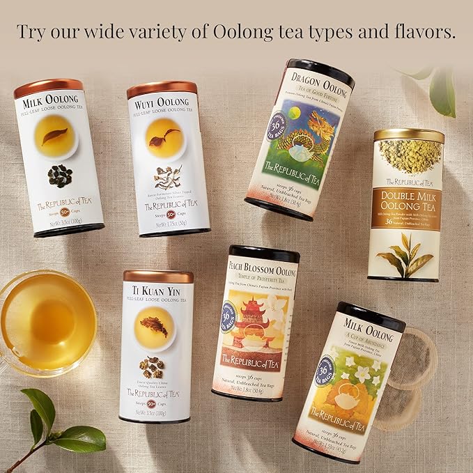 The Republic of Tea - Peach Blossom Oolong Black Tea, 250 Tea Bags | Caffeinated Tea, Spring Tea