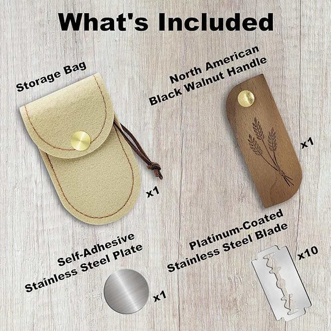 Magnetic Bread Lame Sourdough Scoring Tool Easy Scoring Knife for Bread Baking Scorer Cutter for Homemade Slashing with 10 Razor Blades - Storage Bag Included - Ergonomic Handle - Black Walnut