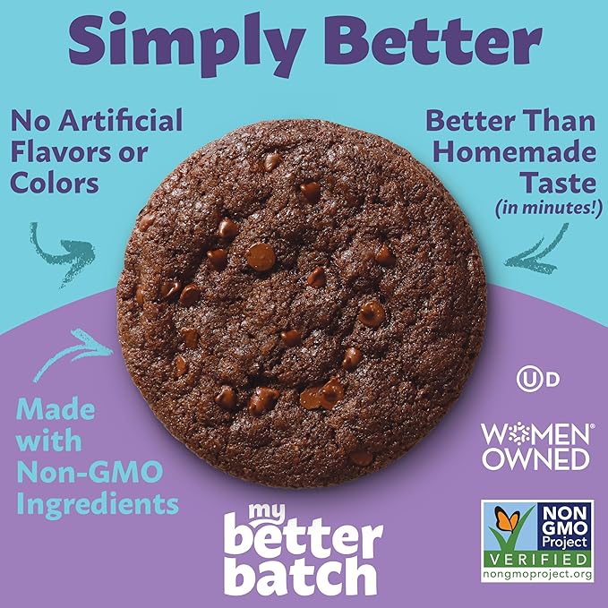 My Better Batch Double Chocolate Chip Cookie Mix, Gourmet Baking Mix for Homemade Taste, 4 Pack (Makes 64 Cookies Total)