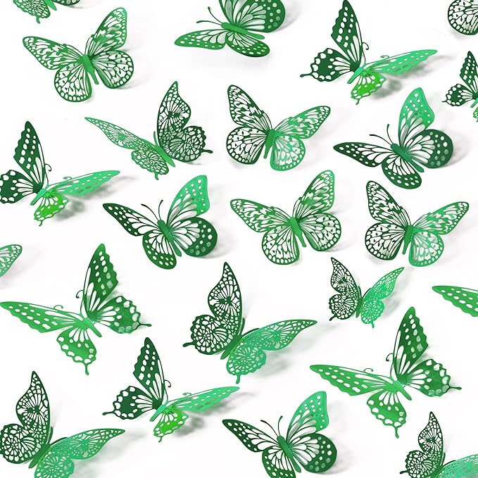 SAOROPEB 3D Butterfly Wall Decor - 48 Pcs, 4 Styles, 3 Sizes, Removable Stickers for Birthdays & Parties