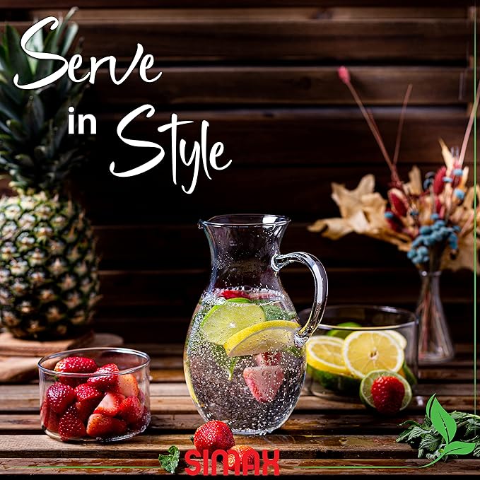 Simax Glass Pitcher With Spout, SMALL 1 Quart Borosilicate Glass Pitchers With Handle, Glass Water Pitcher Glass, Cocktail Pitcher, Margarita Pitcher, Sangria Pitchers, Beverage Pitchers